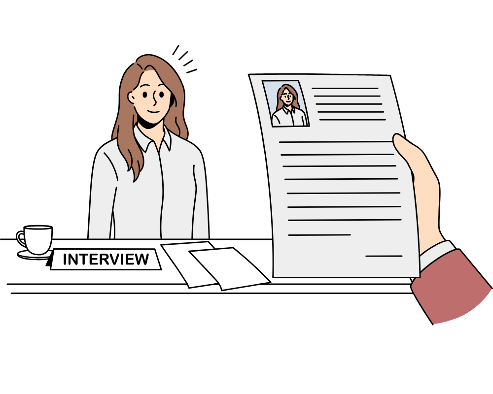面接している女性